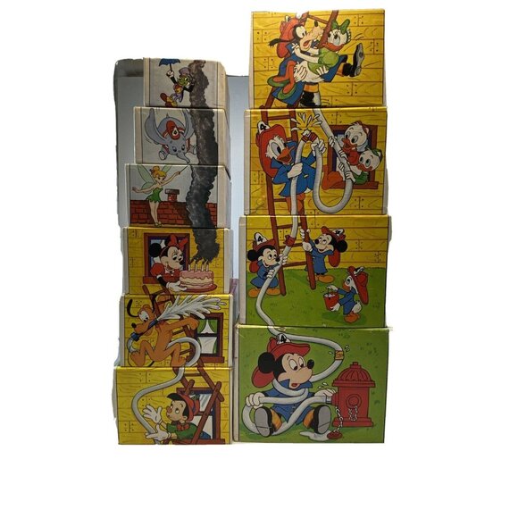 Mickey Mouse & Friends Stacking Cardboard Blocks 1-10 Firemen Alphabet Counting - Picture 2 of 7